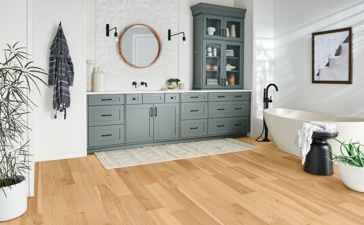 Waterproof engineered hardwood bathroom, 